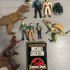 Huge Jurassic Park lot of Vintage Toys Including Paperback novel